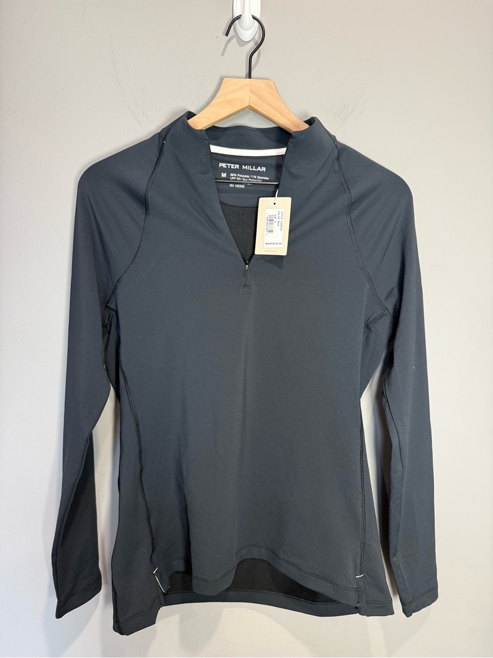 Peter Millar NWT UPF‎ 50+ Quarter Zip Performance Top Black M